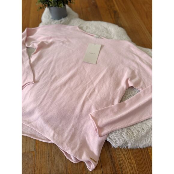 NWT Alsemi Soft Pink Cotton Rolled Hem Relaxed Fit Sweater Size S - Picture 7 of 12